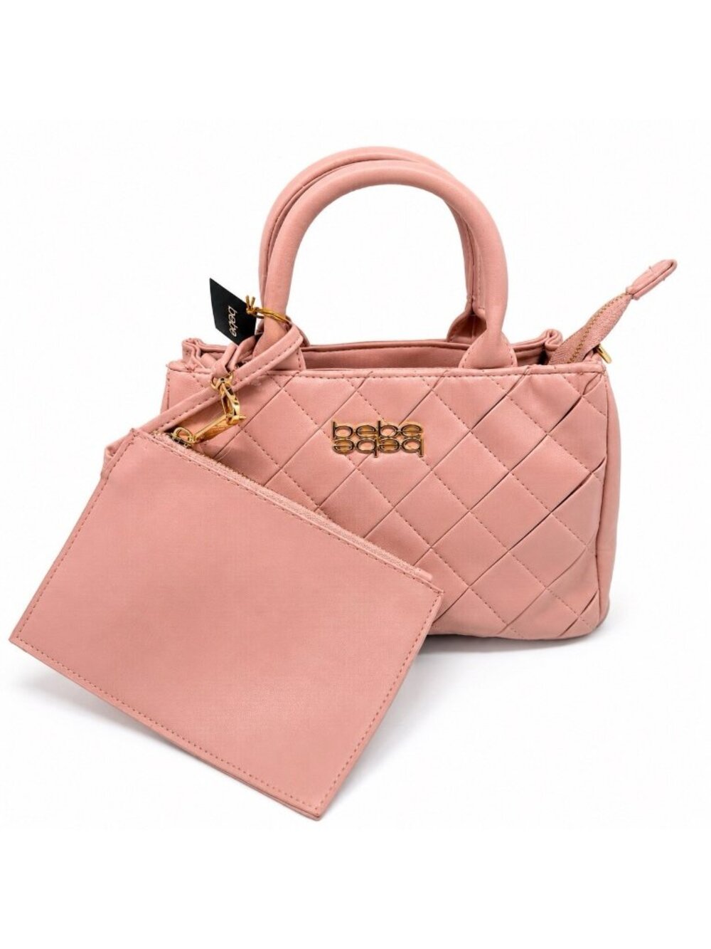 Bebe Everett Small Satchel 1SZ Blush Quilted NWT Coquette Soft Romantic Feminine